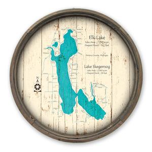 Elk Lake Lake Skegemog MI Map on a Barrel End by Lake Art (© Lake Art LLC) Product Thumbnail
