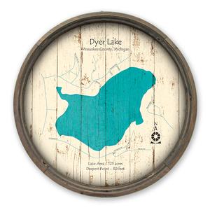 Dyer Lake MI Map on a Barrel End by Lake Art (© Lake Art LLC) Product Thumbnail