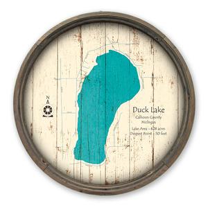 Duck Lake MI Map on a Barrel End by Lake Art (© Lake Art LLC) Product Thumbnail