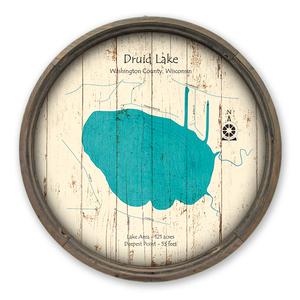 Druid Lake WI Map on a Barrel End by Lake Art (© Lake Art LLC) Product Thumbnail
