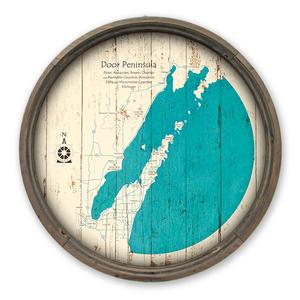 Door Penninsula WI Map on a Barrel End by Lake Art (© Lake Art LLC) Product Thumbnail