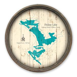 Dickey Lake Ontario Canada Lake MI Map on a Barrel End by Lake Art (© Lake Art LLC) Product Thumbnail