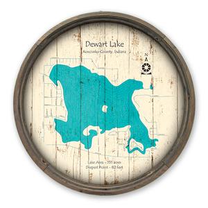 Dewart Lake IN Map on a Barrel End by Lake Art (© Lake Art LLC) Product Thumbnail