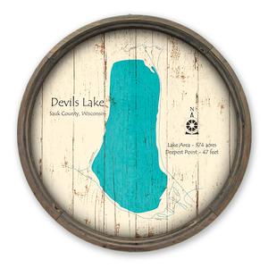 Devils Lake WI Map on a Barrel End by Lake Art (© Lake Art LLC) Product Thumbnail