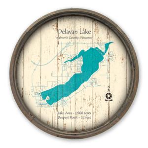 Delavan Lake WI Map on a Barrel End by Lake Art (© Lake Art LLC) Product Thumbnail