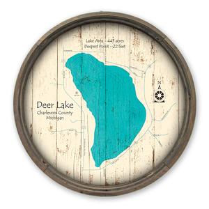 Deer Lake MI Map on a Barrel End by Lake Art (© Lake Art LLC) Product Thumbnail