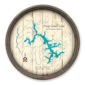 Deep Creek Lake MD Map on a Barrel End by Lake Art (© Lake Art LLC) Product Thumbnail