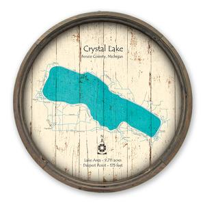 Crystal Lake MI Benzie Map on a Barrel End by Lake Art (© Lake Art LLC) Product Thumbnail