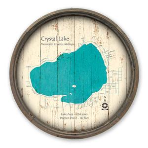 Crystal Lake MI Map on a Barrel End by Lake Art (© Lake Art LLC) Product Thumbnail