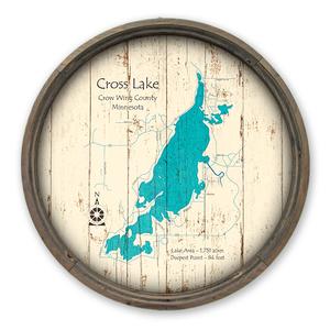 Cross Lake MN Map on a Barrel End by Lake Art (© Lake Art LLC) Product Thumbnail