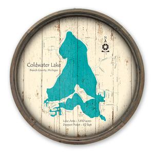 Coldwater Lake MI Map on a Barrel End by Lake Art (© Lake Art LLC) Product Thumbnail