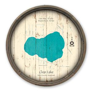 Clear Lake WI Map on a Barrel End by Lake Art (© Lake Art LLC) Product Thumbnail