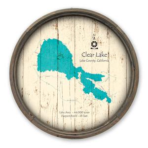 Clear Lake CA Map on a Barrel End by Lake Art (© Lake Art LLC) Product Thumbnail