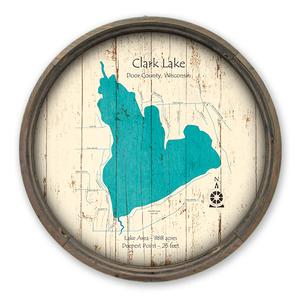 Clark Lake WI Map on a Barrel End by Lake Art (© Lake Art LLC) Product Thumbnail