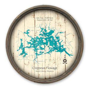 Chippewa Flowage WI Map on a Barrel End by Lake Art (© Lake Art LLC) Product Thumbnail