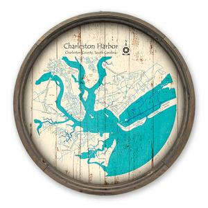 Charleston Harbor SC Map on a Barrel End by Lake Art (© Lake Art LLC) Product Thumbnail