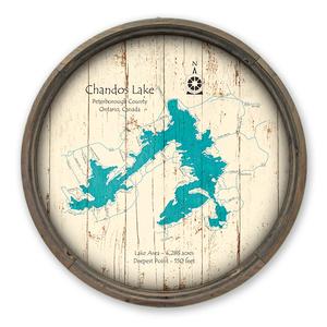 Chandos Lake ON CAN Map on a Barrel End by Lake Art (© Lake Art LLC) Product Thumbnail