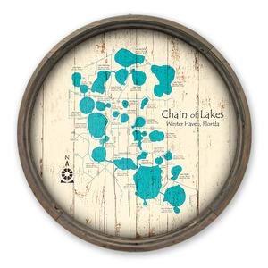 Chain Of Lakes FL Map on a Barrel End by Lake Art (© Lake Art LLC) Product Thumbnail