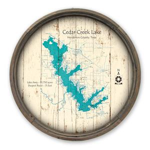 Cedar Creek Lake TX Map on a Barrel End by Lake Art (© Lake Art LLC) Product Thumbnail