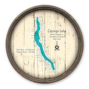 Cayuga Lake NY Map on a Barrel End by Lake Art (© Lake Art LLC) Product Thumbnail