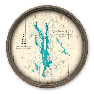 Candlewood Lake CT Map on a Barrel End by Lake Art (© Lake Art LLC) Product Thumbnail