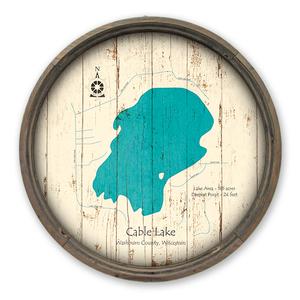 Cable Lake Washburn WI Map on a Barrel End by Lake Art (© Lake Art LLC) Product Thumbnail
