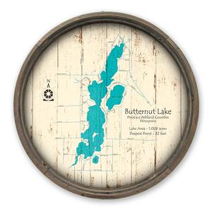 Butternut Lake WI Map on a Barrel End by Lake Art (© Lake Art LLC) Product Thumbnail