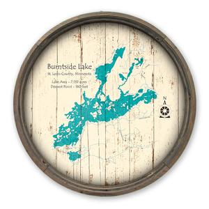 Burntside Lake MN Map on a Barrel End by Lake Art (© Lake Art LLC) Product Thumbnail