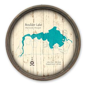 Boulder Lake WI Map on a Barrel End by Lake Art (© Lake Art LLC) Product Thumbnail