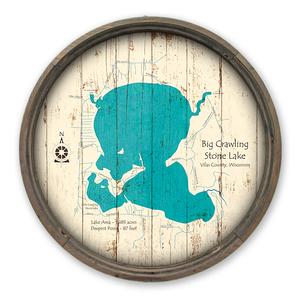 Big Crawling Stone Lake WI Map on a Barrel End by Lake Art (© Lake Art LLC) Product Thumbnail