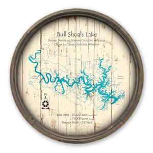 Bull Shoals Lake MO AR Map on a Barrel End by Lake Art (© Lake Art LLC) Product Thumbnail