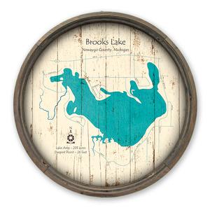 Brooks Lake MI Map on a Barrel End by Lake Art (© Lake Art LLC) Product Thumbnail