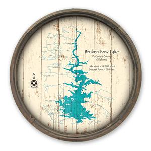 Broken Bow Lake OK Map on a Barrel End by Lake Art (© Lake Art LLC) Product Thumbnail