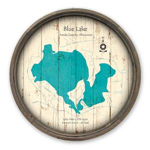 Blue Lake WI Map on a Barrel End by Lake Art (© Lake Art LLC) Product Thumbnail