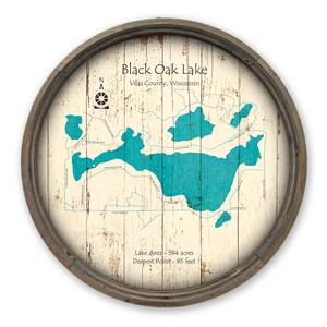 Black Oak Lake WI Map on a Barrel End by Lake Art (© Lake Art LLC) Product Thumbnail