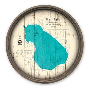 Black Lake MI Map on a Barrel End by Lake Art (© Lake Art LLC) Product Thumbnail