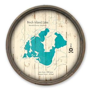 Birch Island Lake WI Map on a Barrel End by Lake Art (© Lake Art LLC) Product Thumbnail