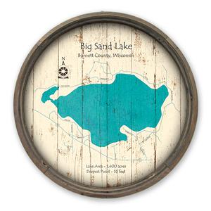 Big Sand Lake WI Map on a Barrel End by Lake Art (© Lake Art LLC) Product Thumbnail