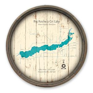 Big Roche A Cri Lake WI Map on a Barrel End by Lake Art (© Lake Art LLC) Product Thumbnail