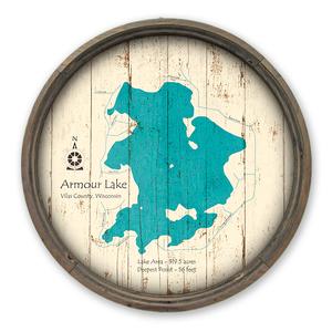 Armour Lake WI Map on a Barrel End Product Thumbnail